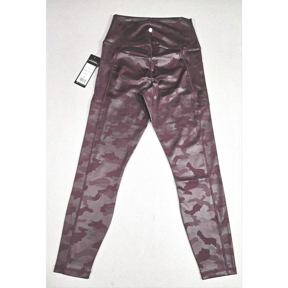 Yogalicious Lux Leggings Large Shiny Wine Tasting Camo High Rise Pockets NWT - Picture 7 of 7